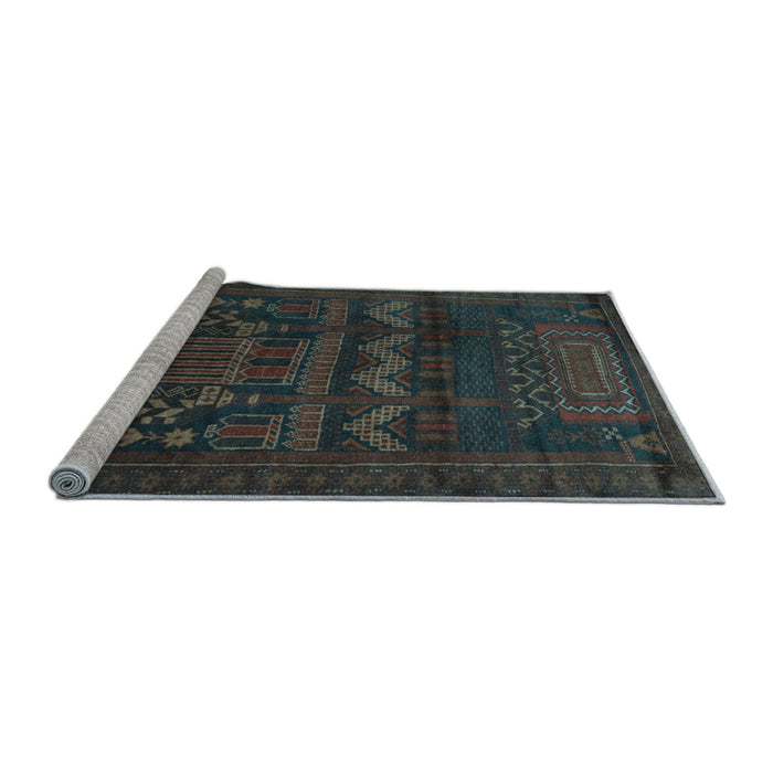 Sideview of Machine Washable Persian Light Blue Traditional Rug, wshtr2381lblu
