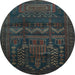 Round Persian Light Blue Traditional Rug, tr2381lblu