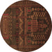 Round Persian Brown Traditional Rug, tr2381brn