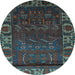 Round Persian Light Blue Traditional Rug, tr2382lblu