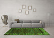 Machine Washable Persian Green Traditional Area Rugs in a Living Room,, wshtr2382grn