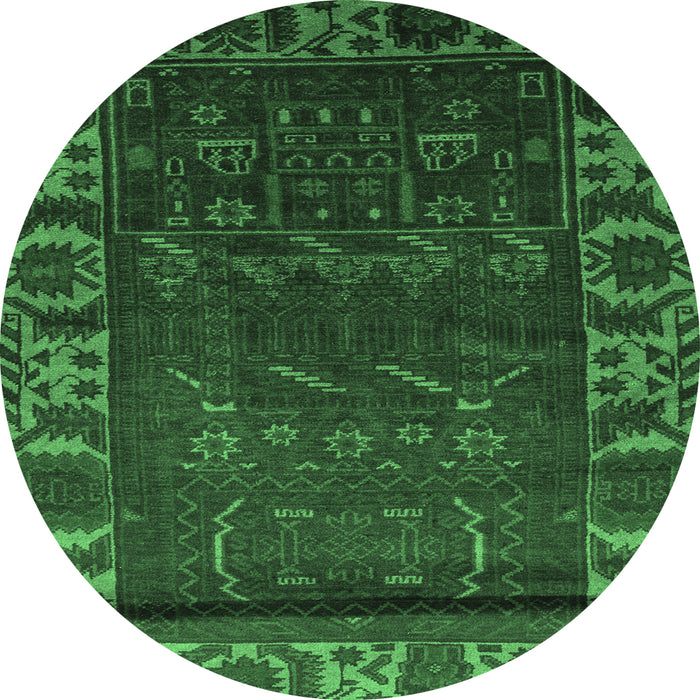 Round Machine Washable Persian Emerald Green Traditional Area Rugs, wshtr2382emgrn