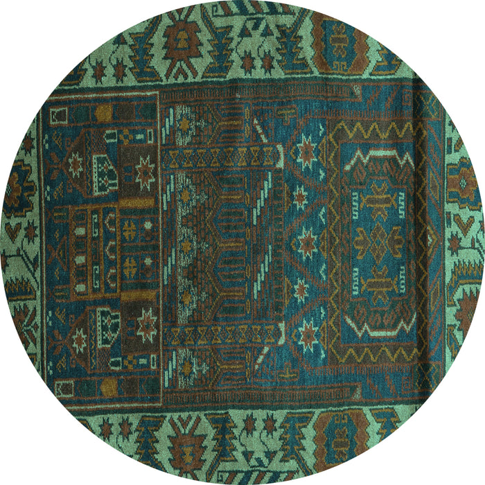Round Persian Turquoise Traditional Rug, tr2382turq