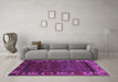 Machine Washable Persian Purple Traditional Area Rugs in a Living Room, wshtr2382pur