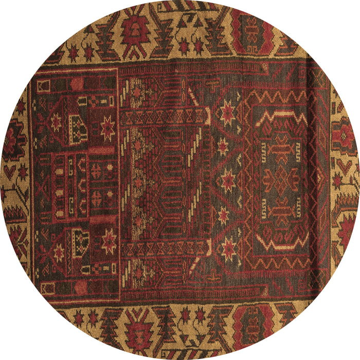 Round Machine Washable Persian Brown Traditional Rug, wshtr2382brn