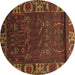 Round Machine Washable Persian Brown Traditional Rug, wshtr2382brn