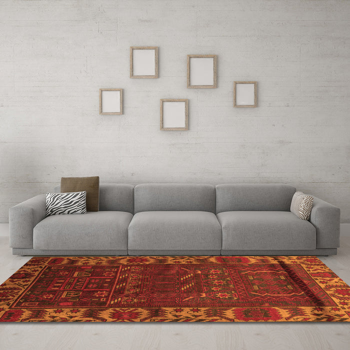 Machine Washable Persian Orange Traditional Area Rugs in a Living Room, wshtr2382org