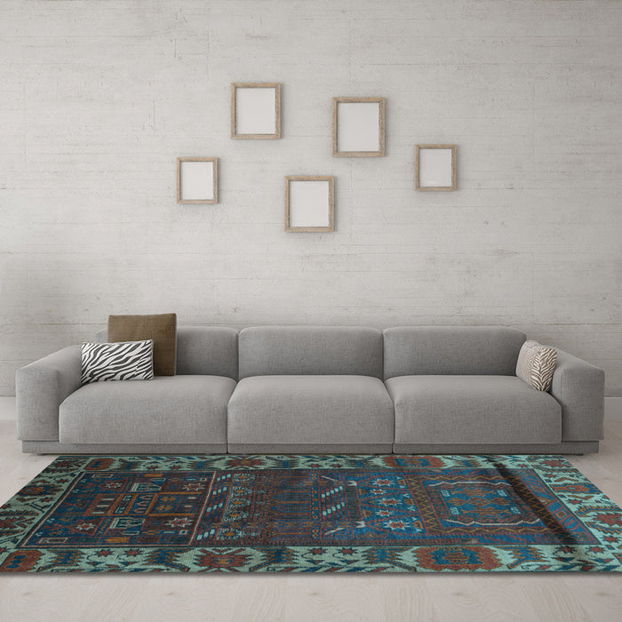 Machine Washable Persian Light Blue Traditional Rug in a Living Room, wshtr2382lblu