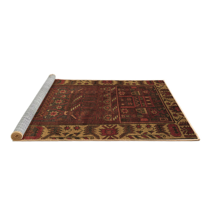 Sideview of Machine Washable Persian Brown Traditional Rug, wshtr2382brn
