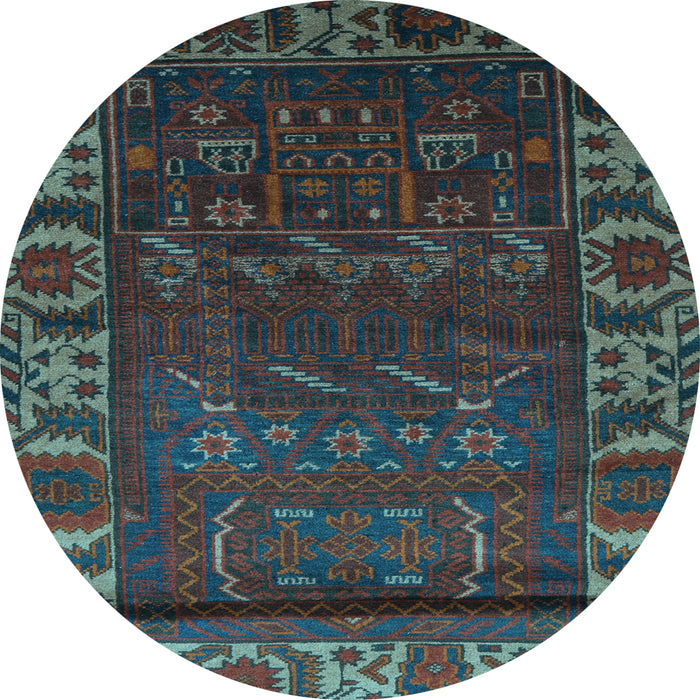 Round Machine Washable Persian Light Blue Traditional Rug, wshtr2382lblu
