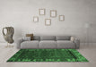 Machine Washable Persian Emerald Green Traditional Area Rugs in a Living Room,, wshtr2382emgrn