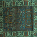 Square Persian Turquoise Traditional Rug, tr2382turq