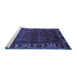 Sideview of Machine Washable Persian Blue Traditional Rug, wshtr2382blu