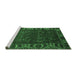 Sideview of Machine Washable Persian Emerald Green Traditional Area Rugs, wshtr2382emgrn