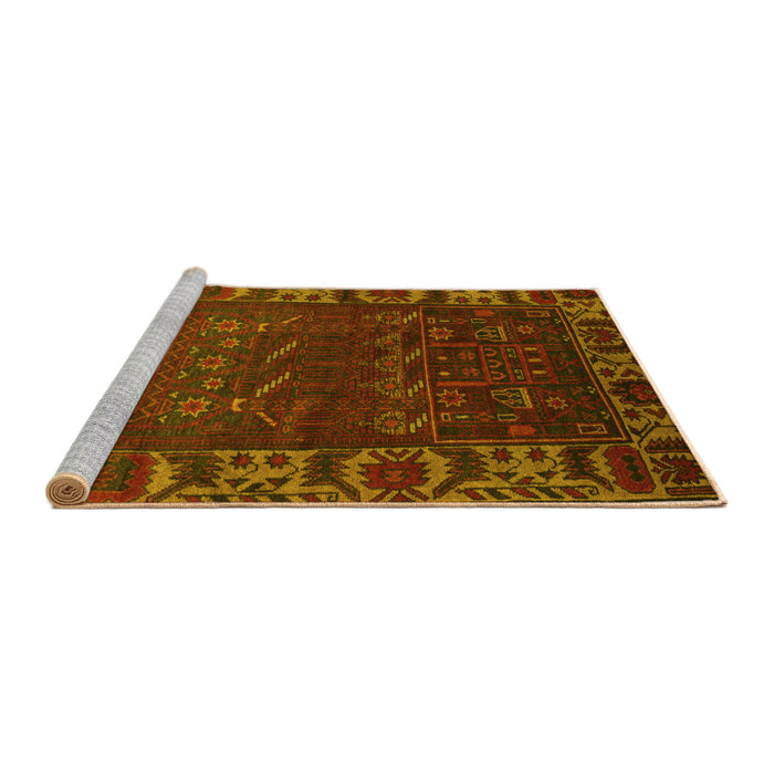 Sideview of Machine Washable Persian Yellow Traditional Rug, wshtr2382yw