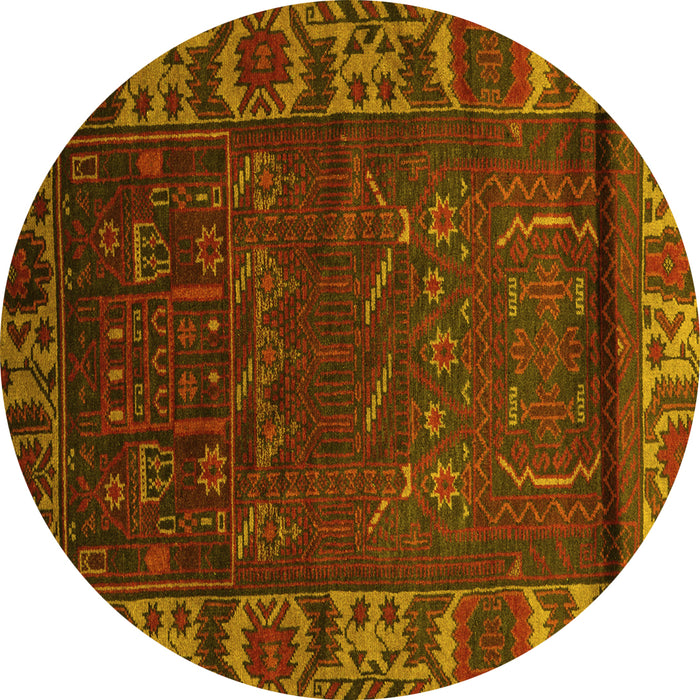 Round Persian Yellow Traditional Rug, tr2382yw