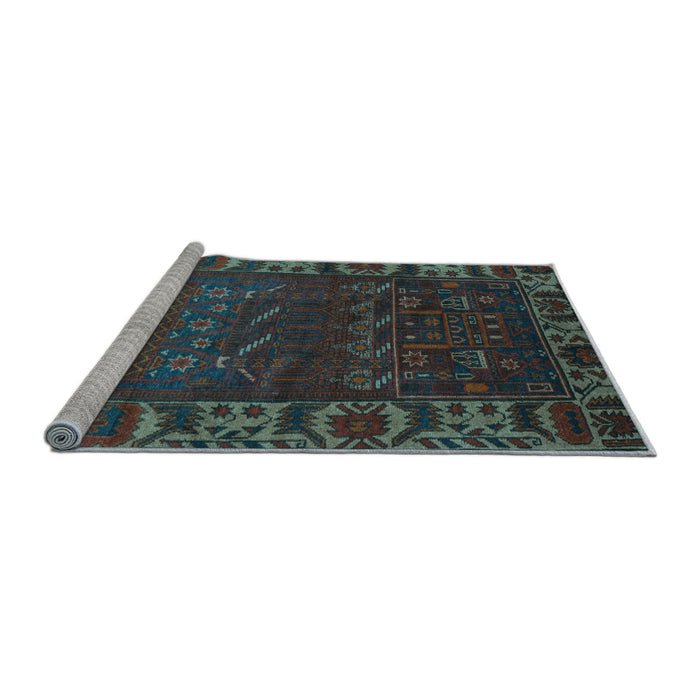 Sideview of Machine Washable Persian Light Blue Traditional Rug, wshtr2382lblu