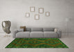 Machine Washable Persian Green Traditional Area Rugs in a Living Room,, wshtr2383grn