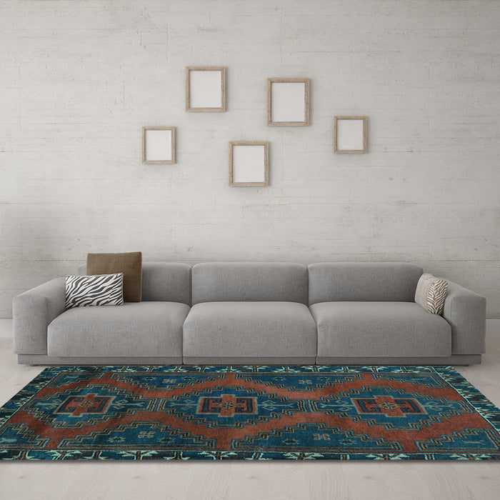 Machine Washable Persian Light Blue Traditional Rug in a Living Room, wshtr2383lblu