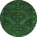Round Persian Emerald Green Traditional Rug, tr2383emgrn