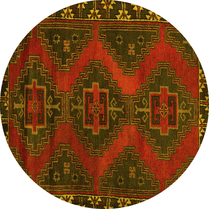 Round Persian Yellow Traditional Rug, tr2383yw