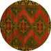 Round Persian Yellow Traditional Rug, tr2383yw