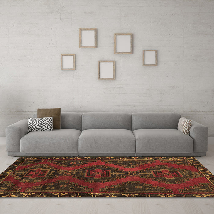 Machine Washable Persian Brown Traditional Rug in a Living Room,, wshtr2383brn