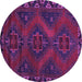 Round Machine Washable Persian Purple Traditional Area Rugs, wshtr2383pur