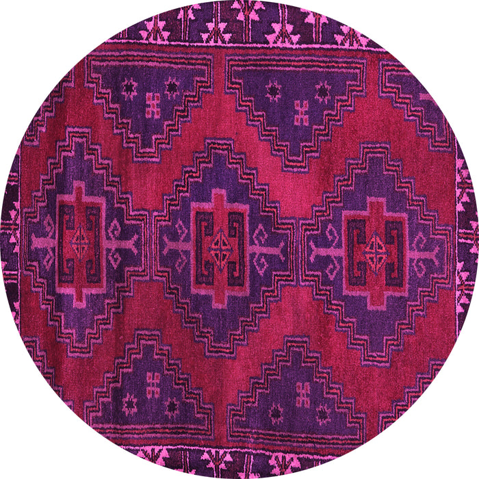 Round Machine Washable Persian Pink Traditional Rug, wshtr2383pnk