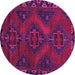 Round Machine Washable Persian Pink Traditional Rug, wshtr2383pnk