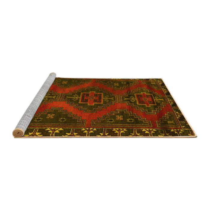 Sideview of Machine Washable Persian Yellow Traditional Rug, wshtr2383yw