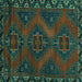 Square Machine Washable Persian Turquoise Traditional Area Rugs, wshtr2383turq