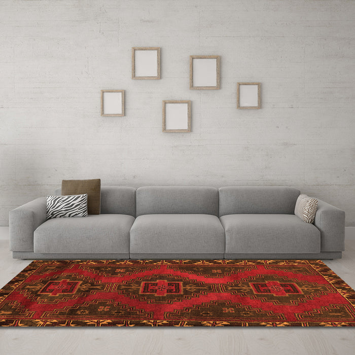 Machine Washable Persian Orange Traditional Area Rugs in a Living Room, wshtr2383org