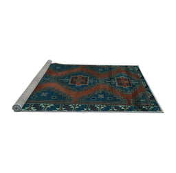 Sideview of Machine Washable Persian Light Blue Traditional Rug, wshtr2383lblu