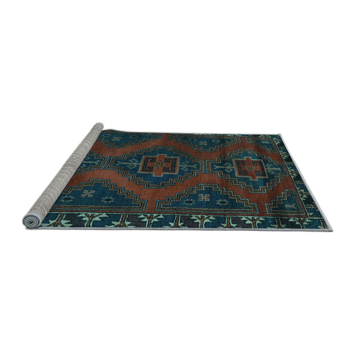 Sideview of Machine Washable Persian Light Blue Traditional Rug, wshtr2383lblu