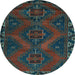 Round Machine Washable Persian Light Blue Traditional Rug, wshtr2383lblu