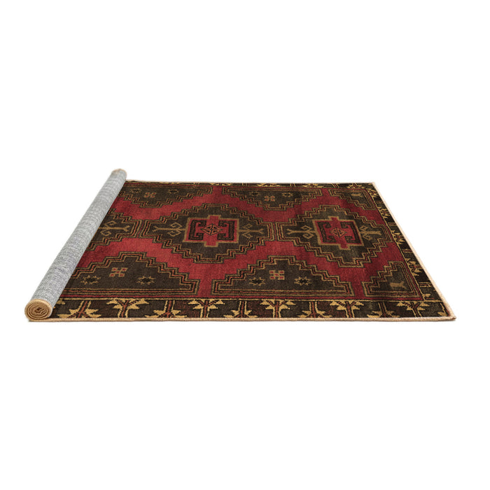 Sideview of Machine Washable Persian Brown Traditional Rug, wshtr2383brn