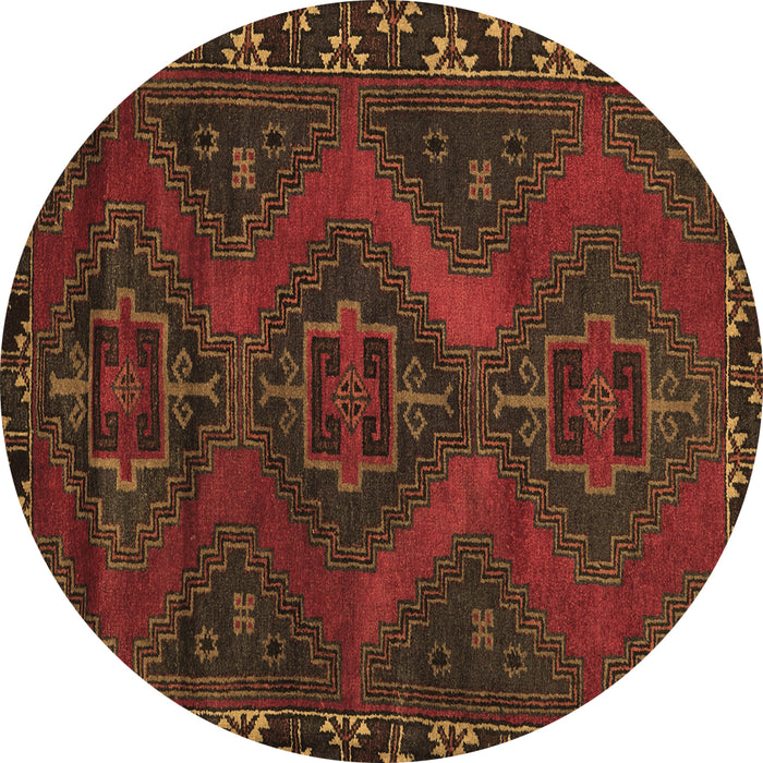 Round Persian Brown Traditional Rug, tr2383brn