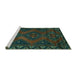 Sideview of Machine Washable Persian Turquoise Traditional Area Rugs, wshtr2383turq