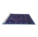 Sideview of Machine Washable Persian Blue Traditional Rug, wshtr2383blu