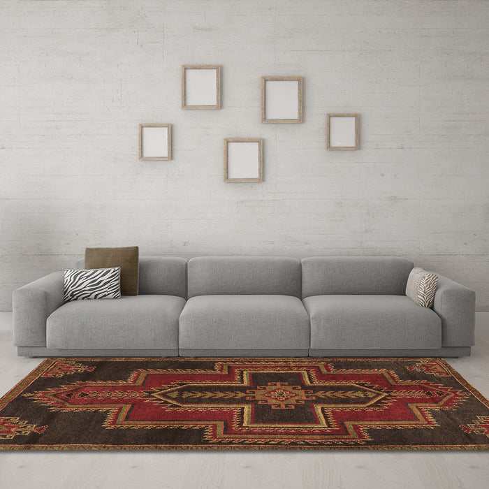 Machine Washable Persian Brown Traditional Rug in a Living Room,, wshtr2384brn