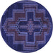 Round Persian Blue Traditional Rug, tr2384blu