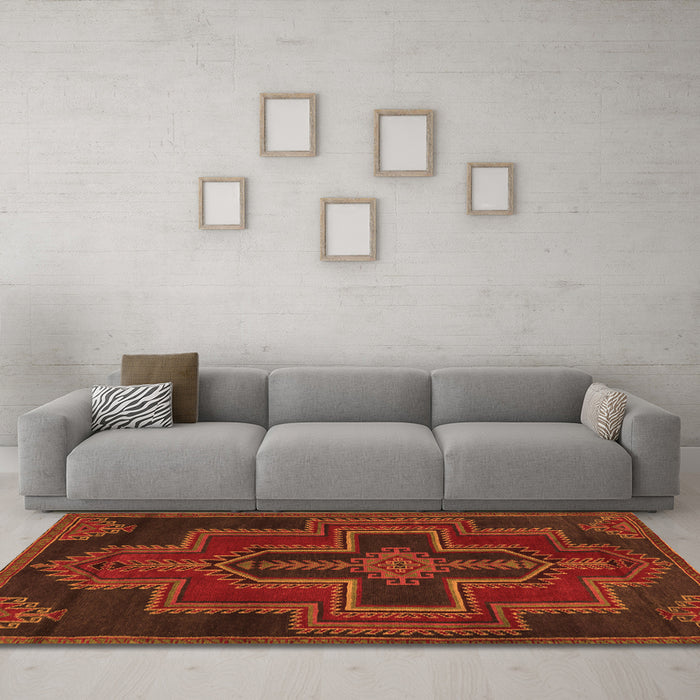 Machine Washable Persian Orange Traditional Area Rugs in a Living Room, wshtr2384org