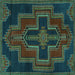 Square Persian Turquoise Traditional Rug, tr2384turq