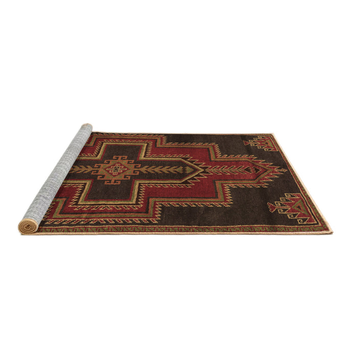 Sideview of Machine Washable Persian Brown Traditional Rug, wshtr2384brn
