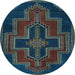 Round Persian Light Blue Traditional Rug, tr2384lblu