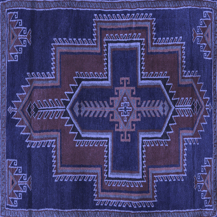 Square Machine Washable Persian Blue Traditional Rug, wshtr2384blu