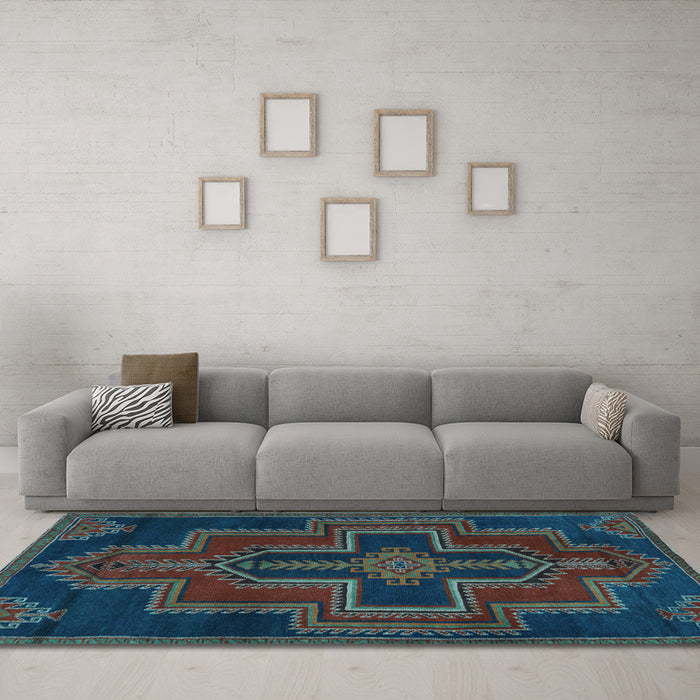 Machine Washable Persian Light Blue Traditional Rug in a Living Room, wshtr2384lblu