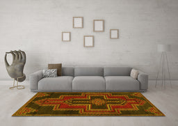 Machine Washable Persian Yellow Traditional Rug in a Living Room, wshtr2384yw