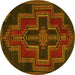 Round Persian Yellow Traditional Rug, tr2384yw